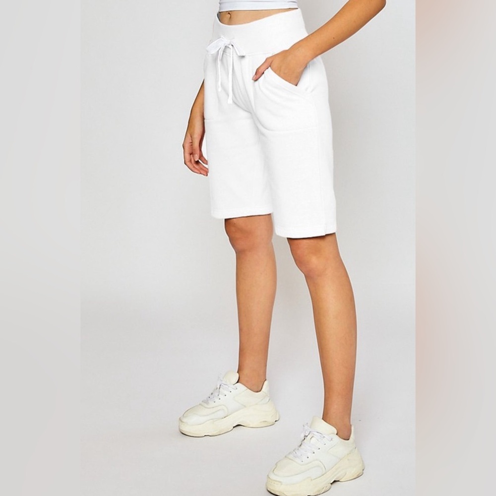White Fleece Bermuda Shorts